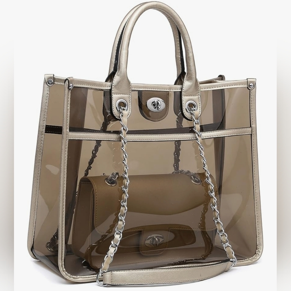 2pcs Transparent Tote Bag And Crossbody Bag